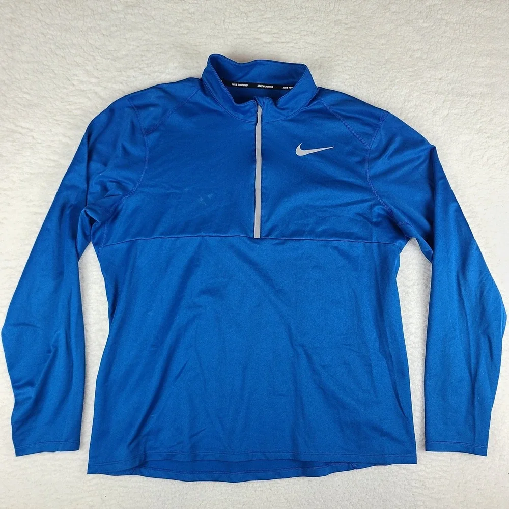 Nike Running Sweater Mens XL Blue Dri Fit Trainer Performance Tech Golf‎ *